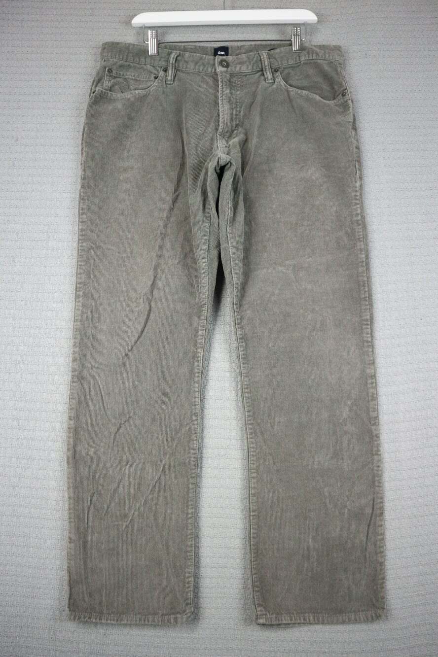 Gap Gray Corduroy Slim Straight Leg Pants Five Pocket Casual 36x30